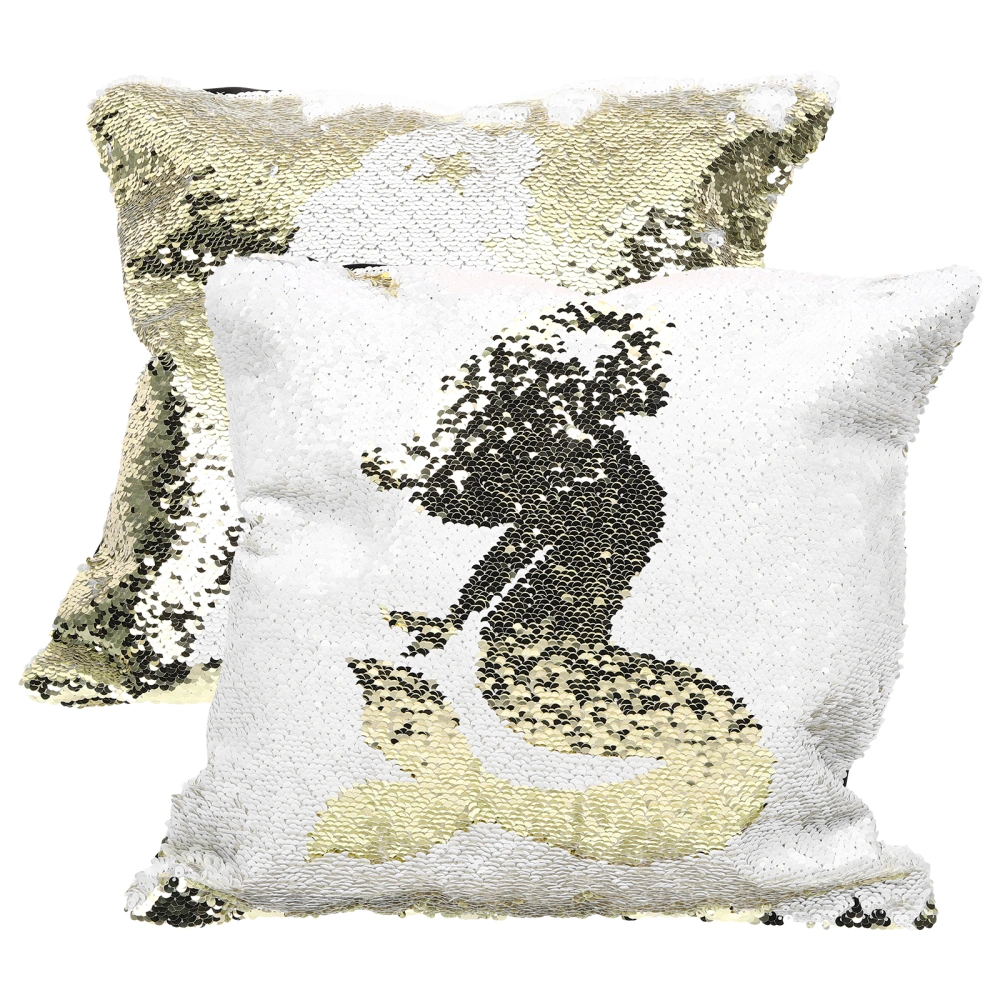 2pcs Sequin Pillow Cover Reversible Glitter Sequins Pillowcase Throw Pillow Cover