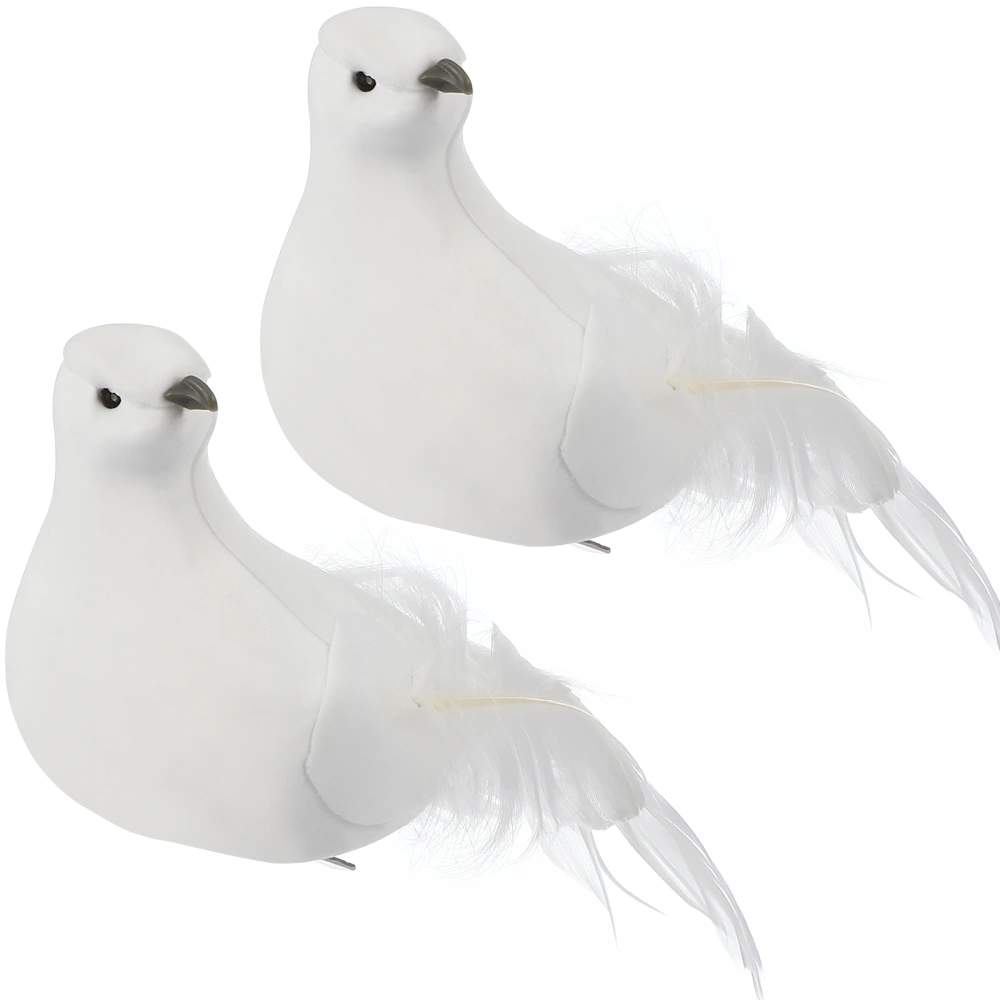 2 Pcs Simulated Pigeon Ornaments Lifelike Fake Bird Decorations Gardening Art Crafts Photography Props