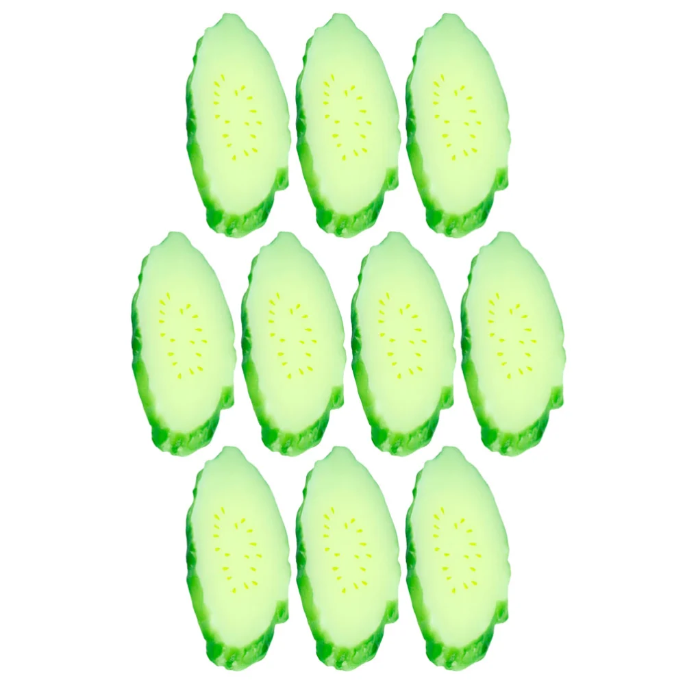 10pcs Artificial Cucumber Slices Simulated Cucumber Models Showcase Display Props