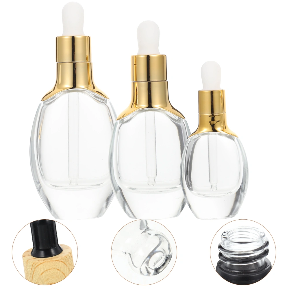 3 Sets Portable Dropper Bottles Multi-function Glass Bottles Household Essential Oil Bottles