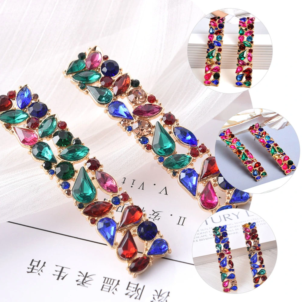 1 Pair Ear Studs Rhinestone Earrings Women Ear Jewelries Colorful Earrings Decoration