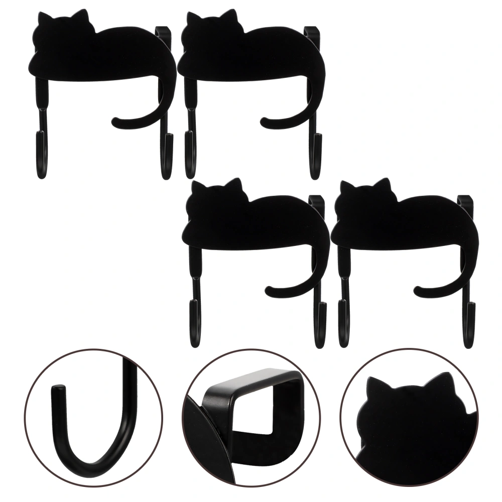 4pcs Wall Mounted Clothes Hat Hooks Cat Shaped Clothes Hook Creative Coat Rack