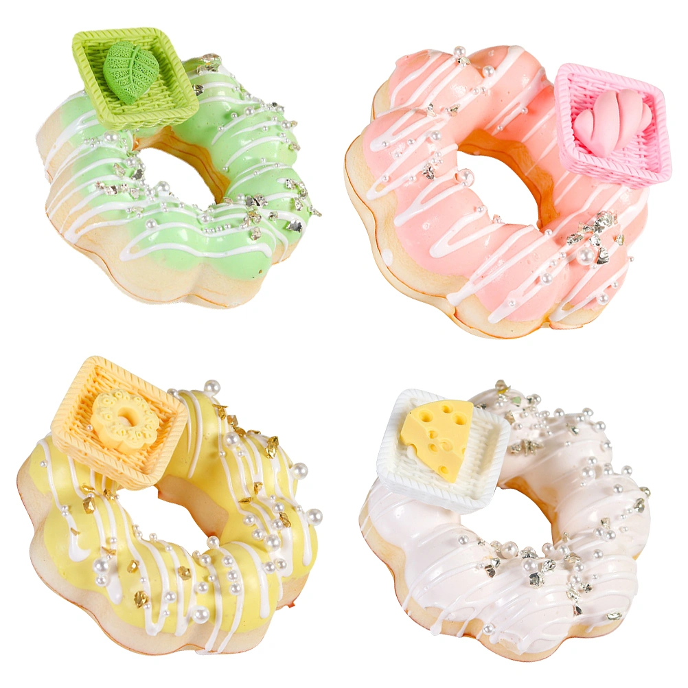 4Pcs Simulation Donuts Models Lifelike Fake Donuts Decorative Artificial Donuts Showcase Props