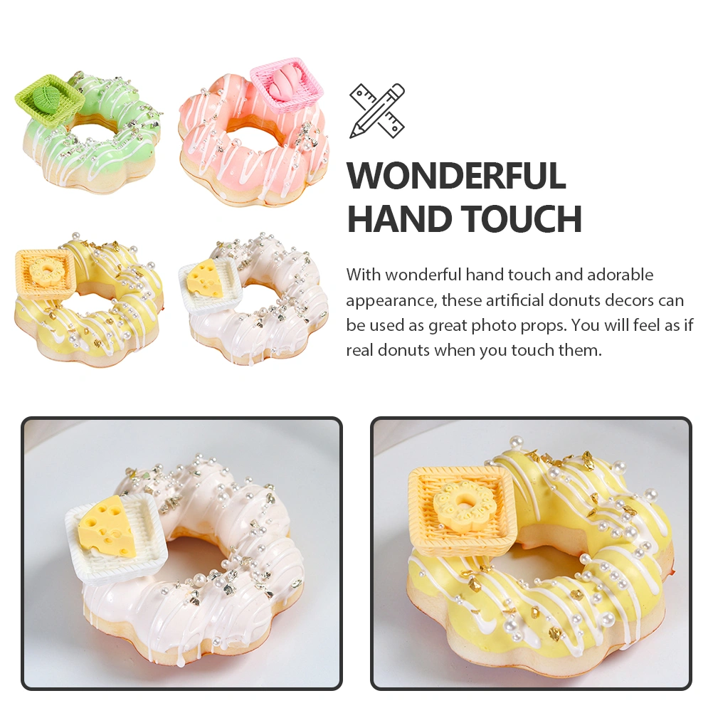 4Pcs Simulation Donuts Models Lifelike Fake Donuts Decorative Artificial Donuts Showcase Props