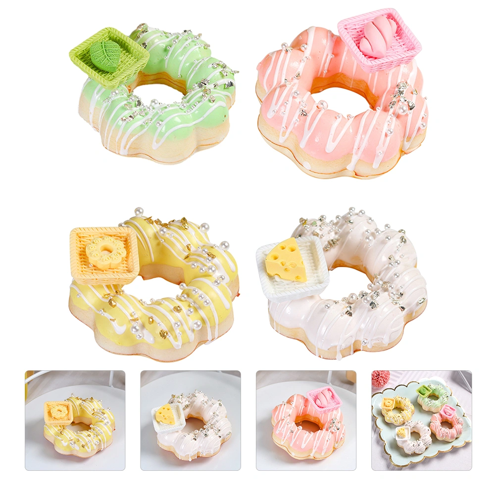 4Pcs Simulation Donuts Models Lifelike Fake Donuts Decorative Artificial Donuts Showcase Props