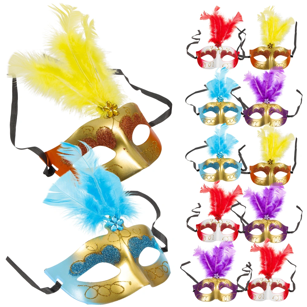 12 pcs Masquerade Masks Cosplay Costume Masks Plumage Masks Decorative Masks for Women