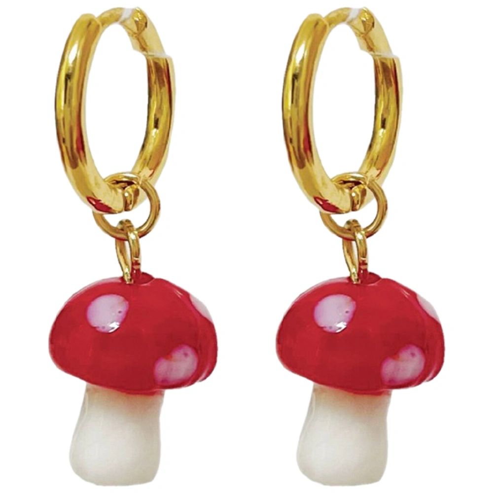 1 Pair Mushroom Dangle Earrings Mushroom Dangle Tiny Hoop Earrings Huggie Drop Earrings