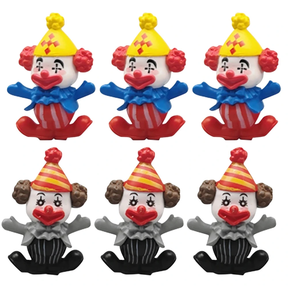 6Pcs Miniature Clown Crafts Colored Mini Clown Ornaments Garden Clown Decors Tiny Clown Decors