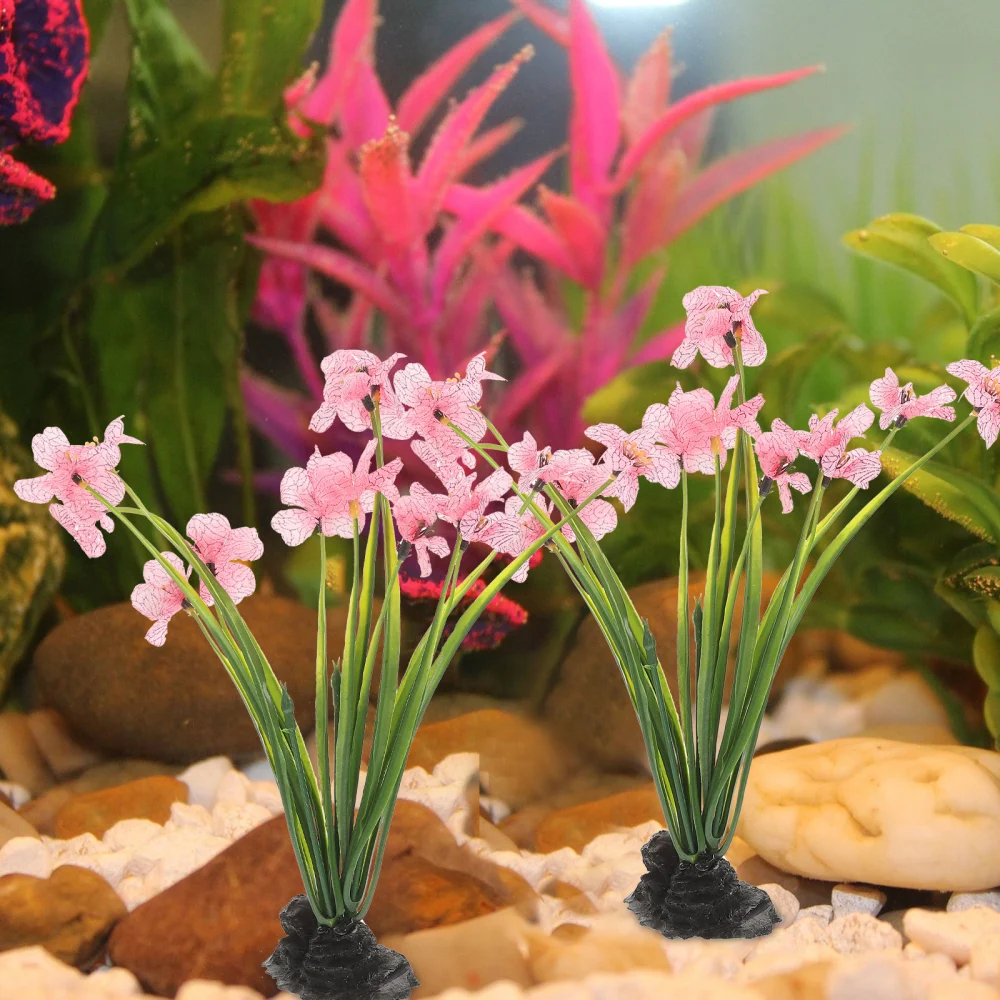 2Pcs Decorative Fish Tank Plant Delicate Fake Plant Desktop Aquarium Plant Aquarium Accessory