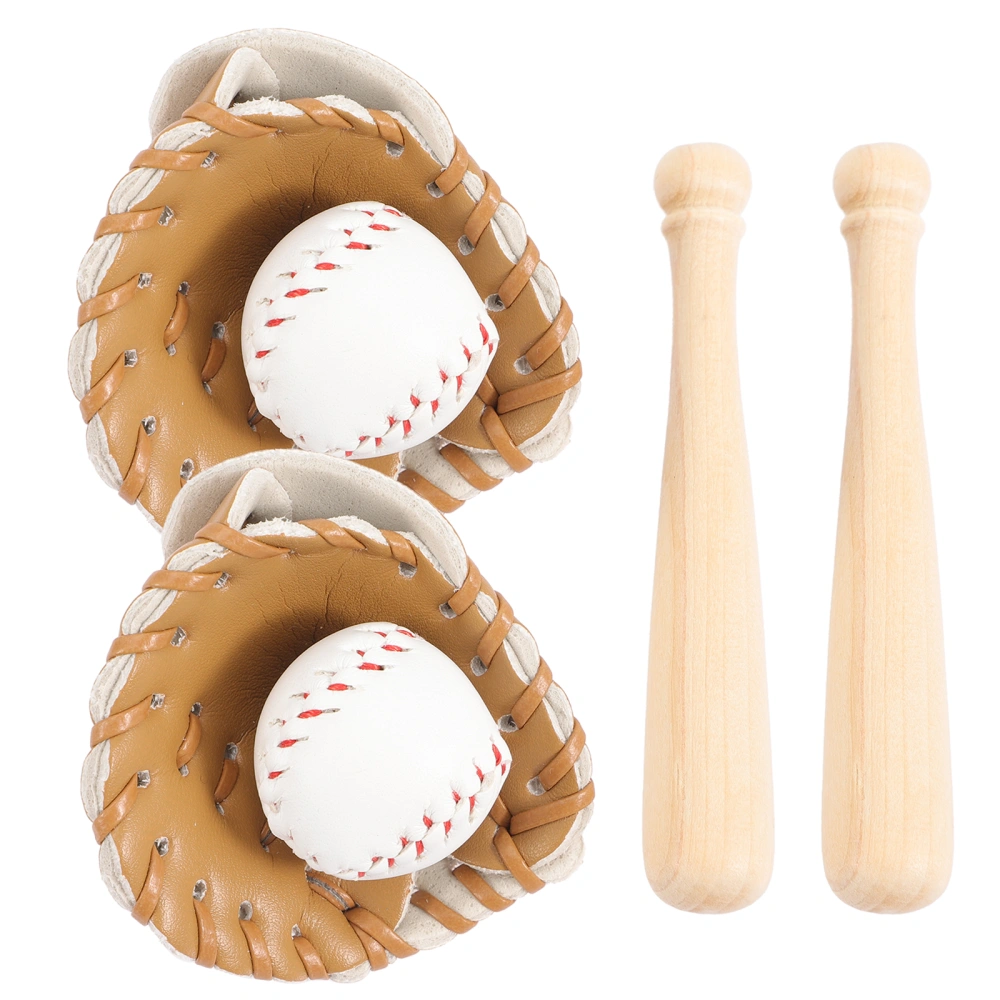 2 Sets of Mini Baseball Glove Baseball Bat Decor Mini Baseball Set Keychain Decor