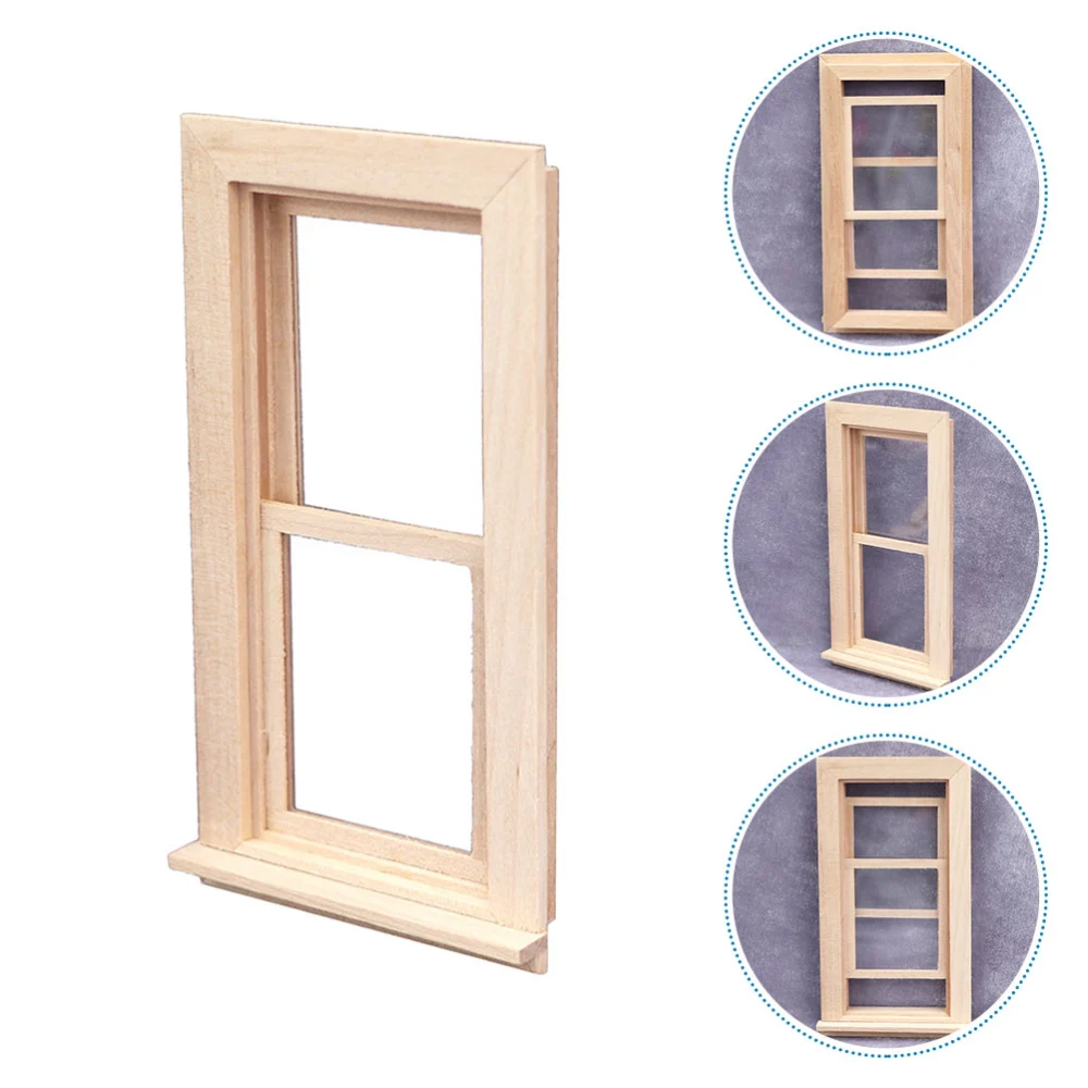 1 Set of Wooden Doll Window Adorable Mini Window Decorative Children Toy Kids Accessory