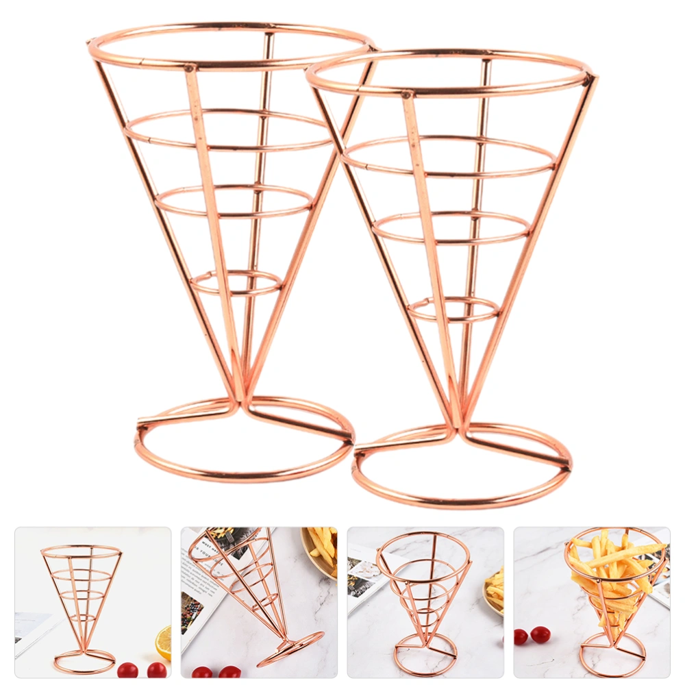 2pcs French Fries Stands Cone Basket Fry Holders Snack Fried Chicken Display Racks