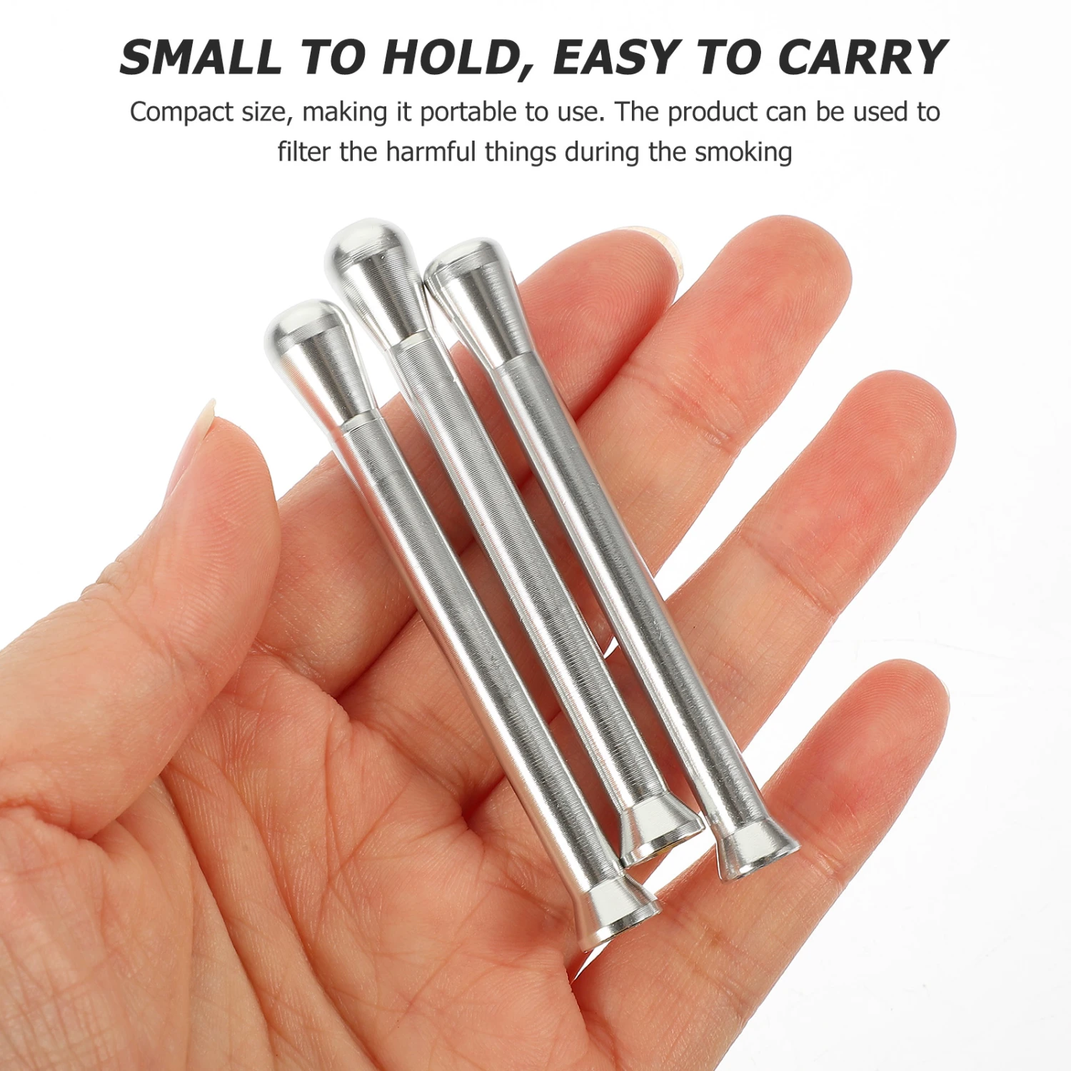 3pcs Aluminum Alloy Tobacco Filter Pipes Portable Cigarette Metal Holders for Men