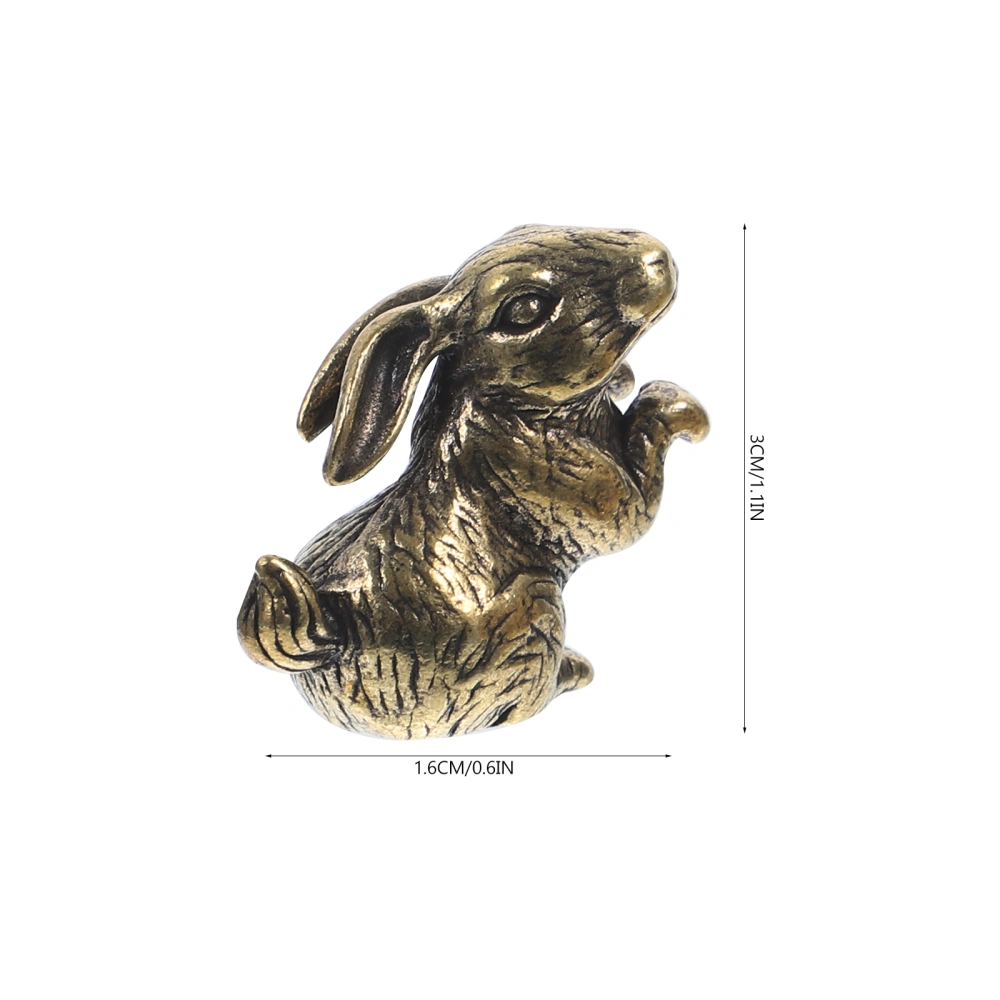 2Pcs Antique Rabbit Figurine Ornament Brass Bunny Figurines Zodiac Rabbit Statues