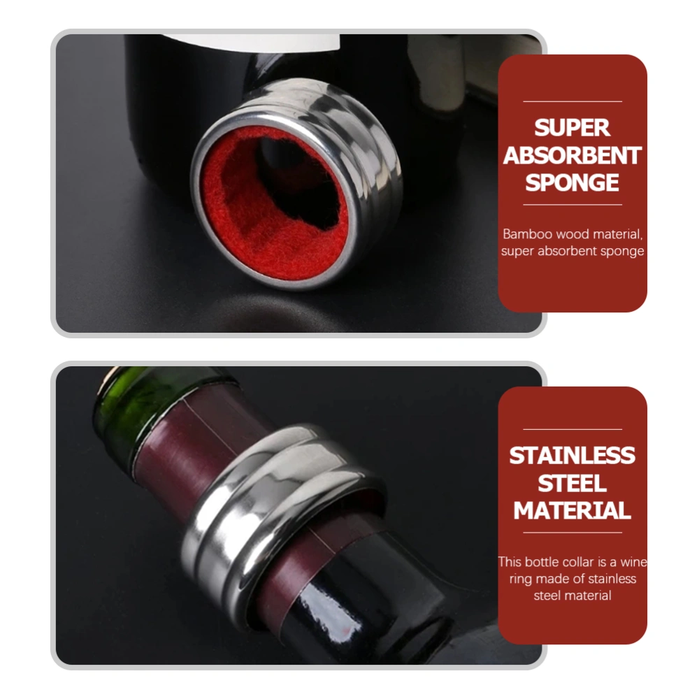 9pcs Wine Bottle Collars Stainless Steel Wine Bottle Collars Leak-proof Wine Bottle Drip Collar