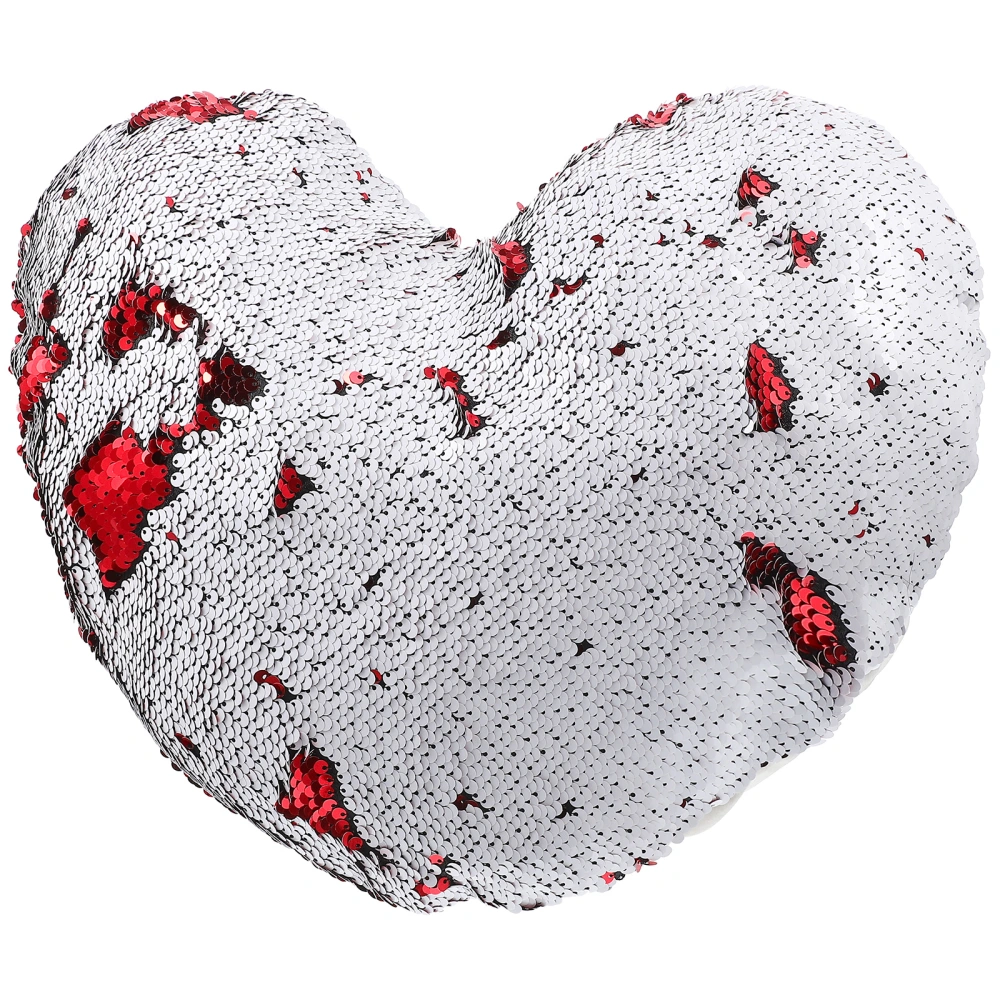 Library Sequin Pillowcase Heart Shaped Sofa Throw Pillow Case for Home Living Room