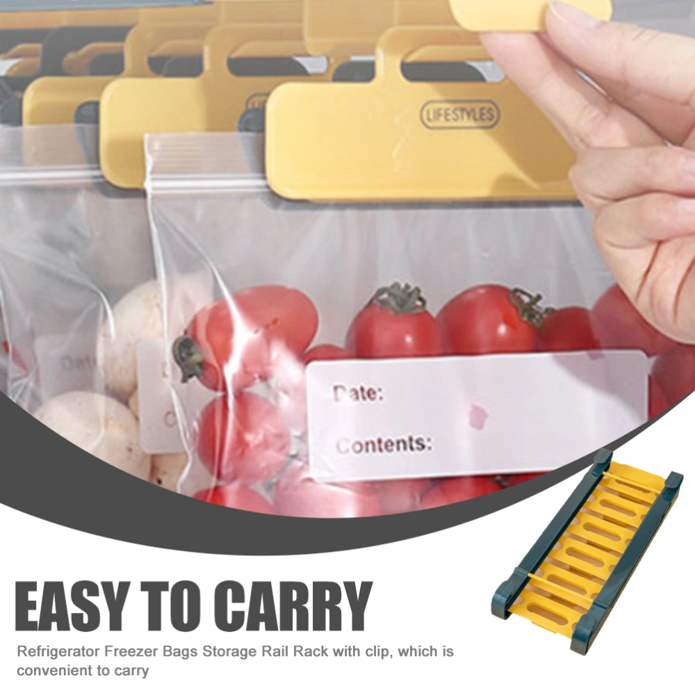 1 Set Sealed Bag Hanging Rack Refrigerator Sealing Bag Storage Rail Rack for Fridge and Cabinet with Clip