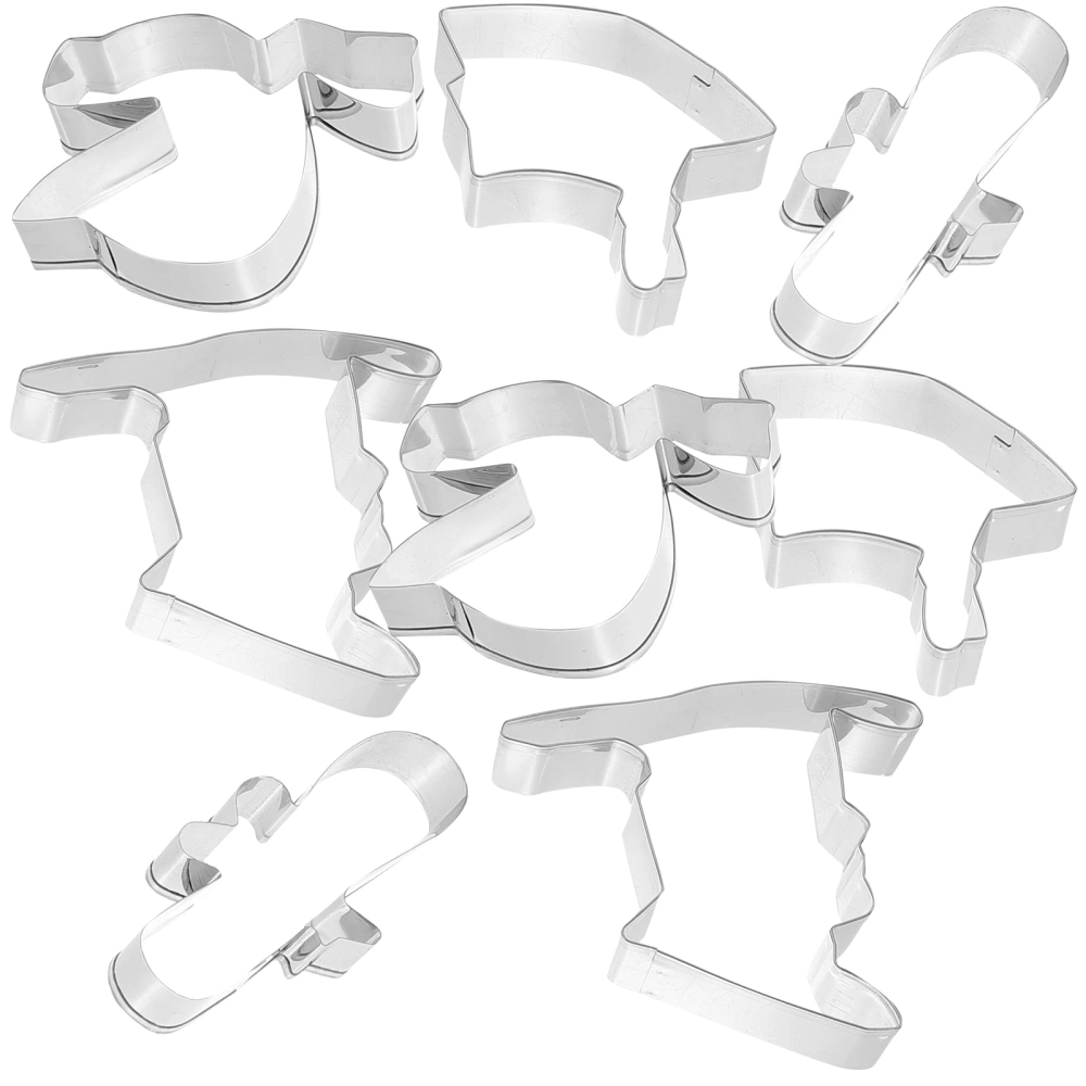 8pcs Graduation Theme Cookie Cutters Stainless Steel Biscuits Molds Baking Tools