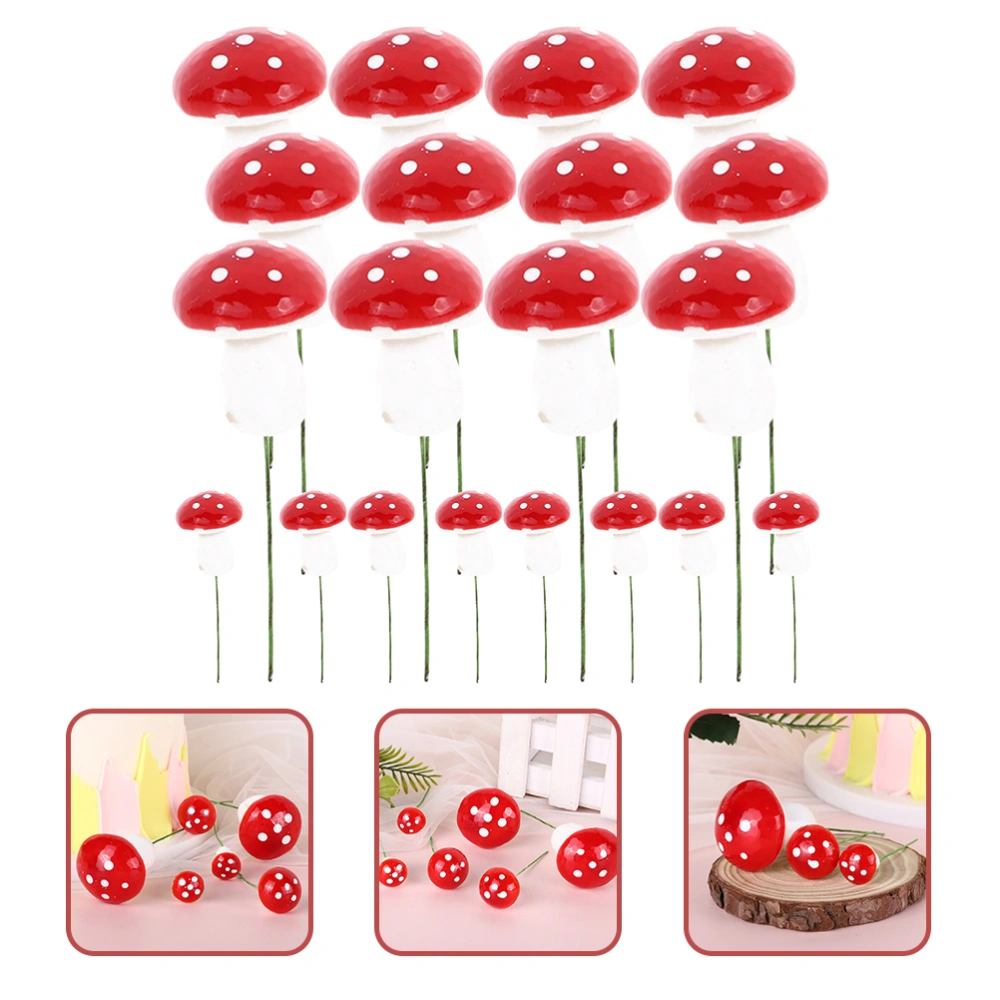 20pcs Mushroom Cake Picks Cupcake Toppers Cake Decoration for Jungle Theme Party