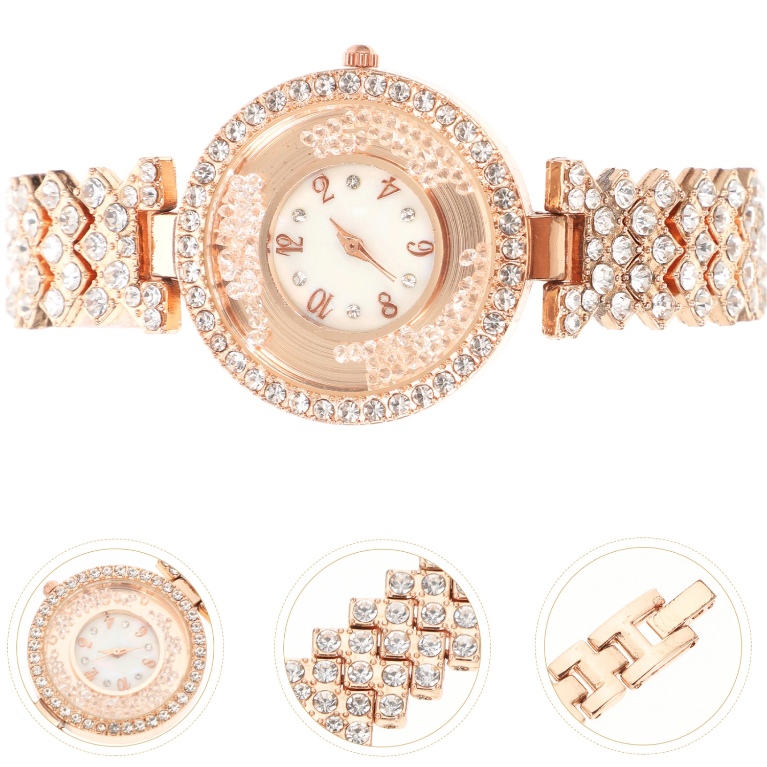 Women Dress Watch Full Rhinestone Women Watch Alloy Strap Watch Elegant Ladies Wristwatch