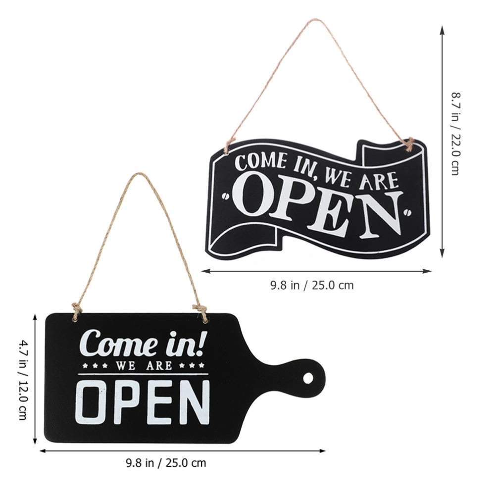 2pcs Open Closed Sign for Stores Cafe Double-sided Wood Open Closed Business Sign