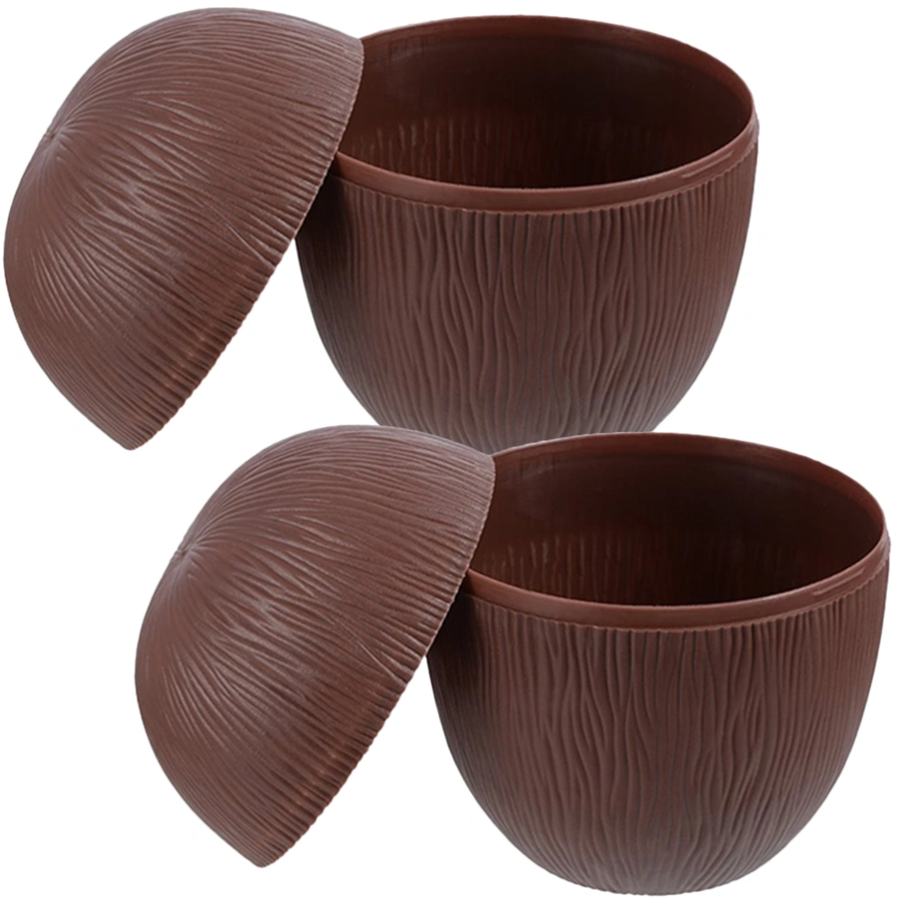 2Pcs Coconut Cups with Straws for Hawaiian Luau Party Beach Theme Party