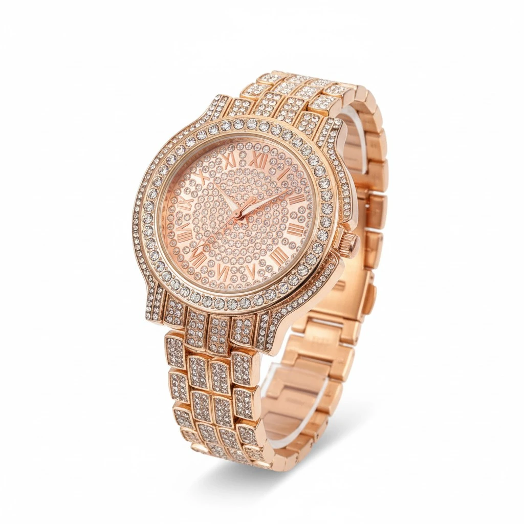 Wrist Watch Fashionable Rhinestone Roman Numeral Quartz Watch Lady Ornament
