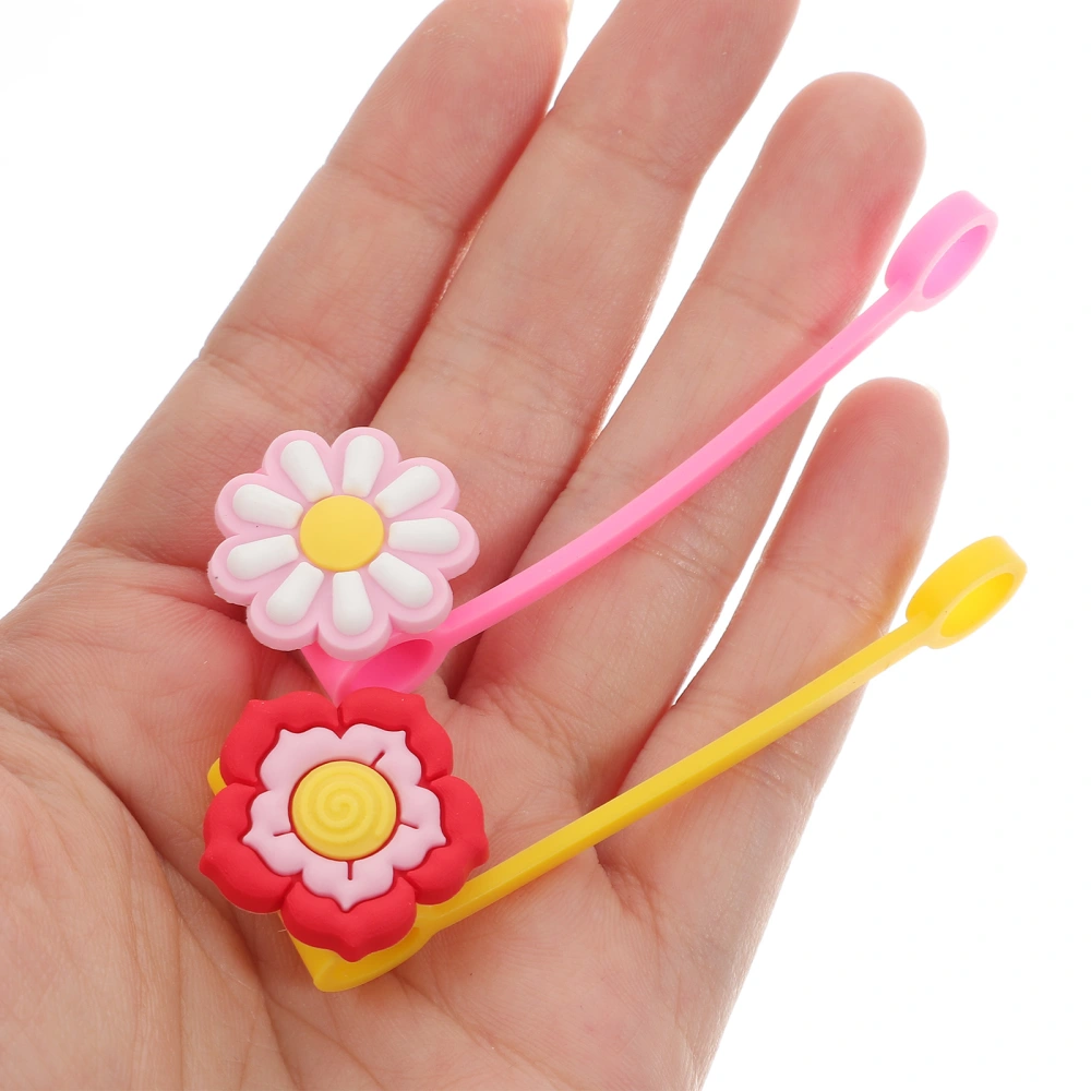 8Pcs Cartoon Straw Covers Adorable Flower Straw Tip Covers Party Drinking Straw Cover Ornaments