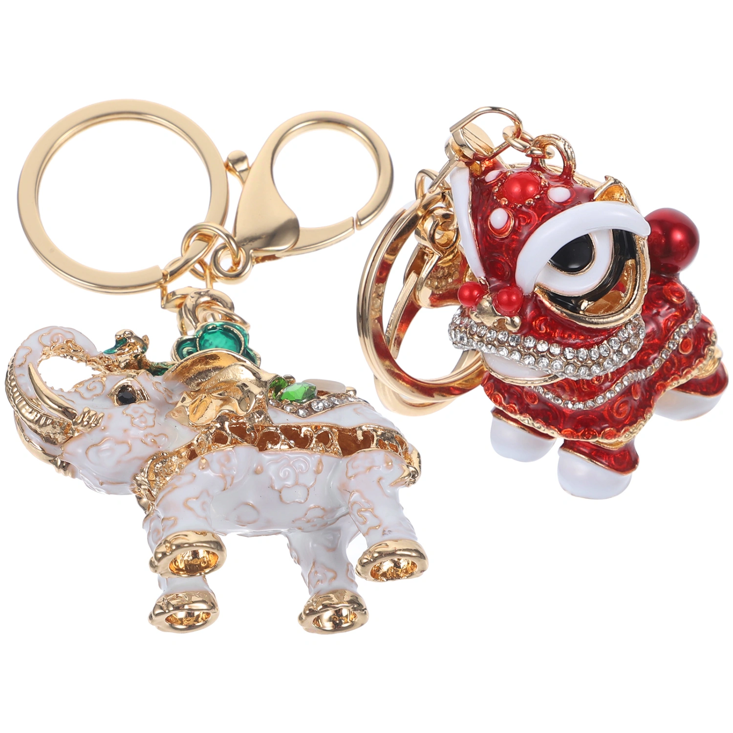 1 Set Elephant Themed Keychain Chinese Lion Shape Pendant Key Chain Decorative Key Chain