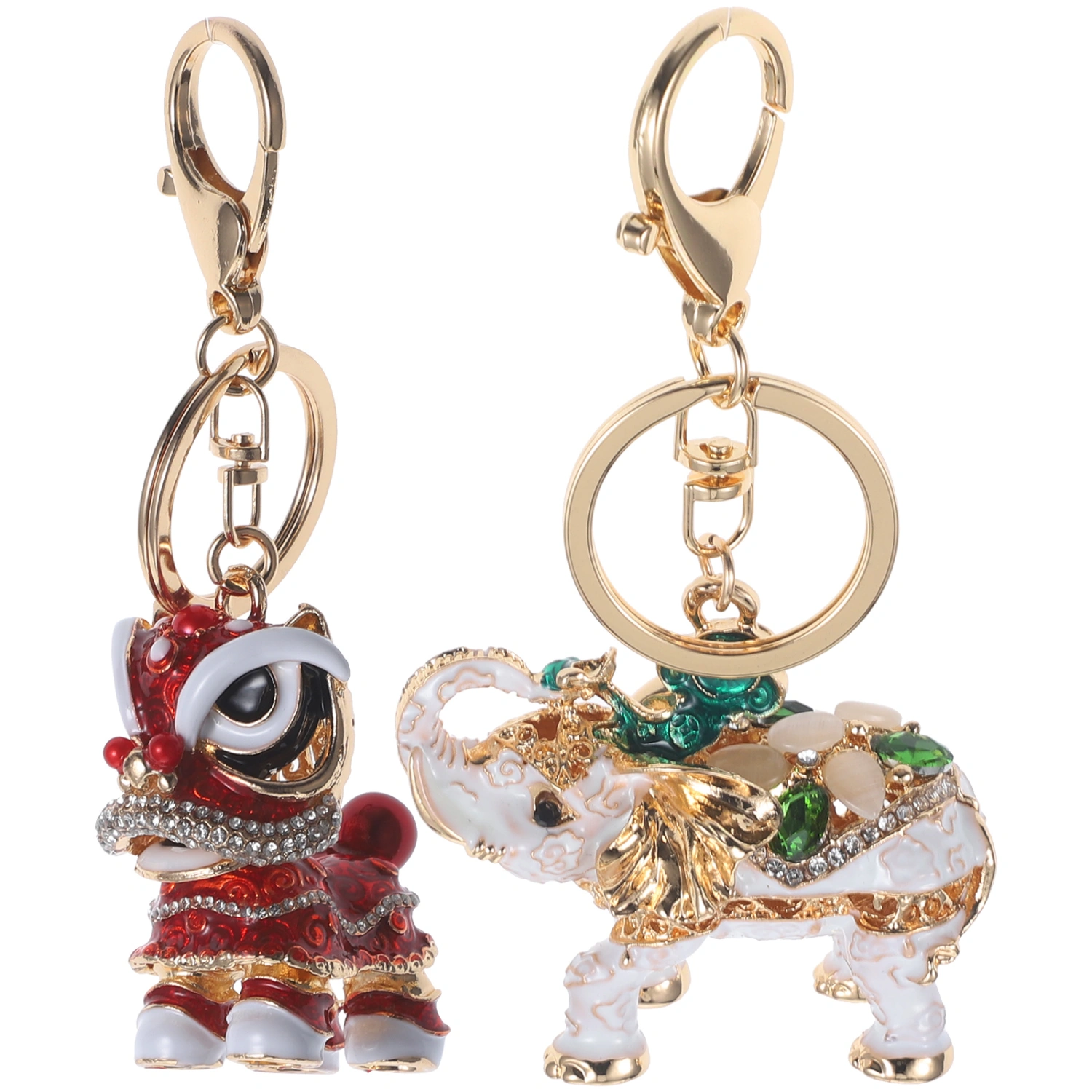 1 Set Elephant Themed Keychain Chinese Lion Shape Pendant Key Chain Decorative Key Chain