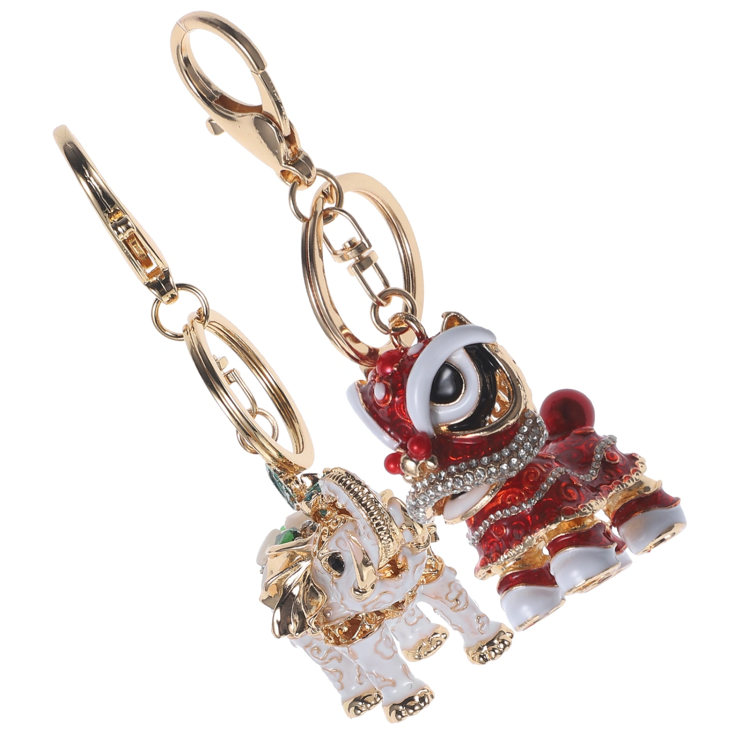 1 Set Elephant Themed Keychain Chinese Lion Shape Pendant Key Chain Decorative Key Chain