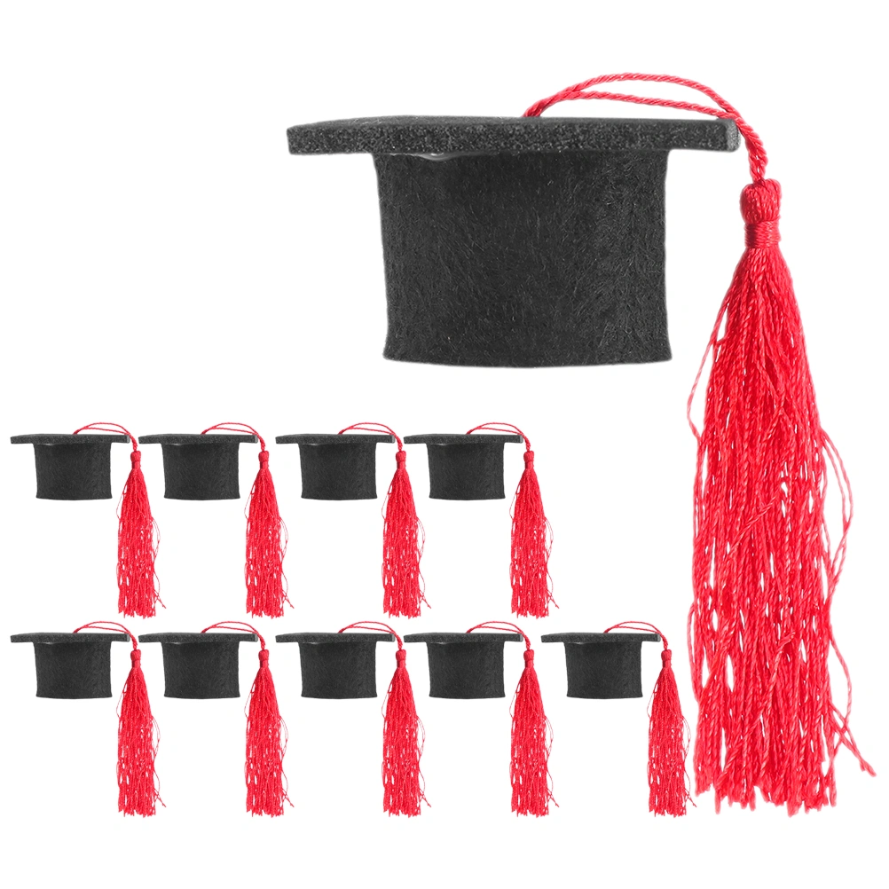 10pcs Mini Graduation Cap Bottle Toppers Doctoral Hats Wine Bottle Caps