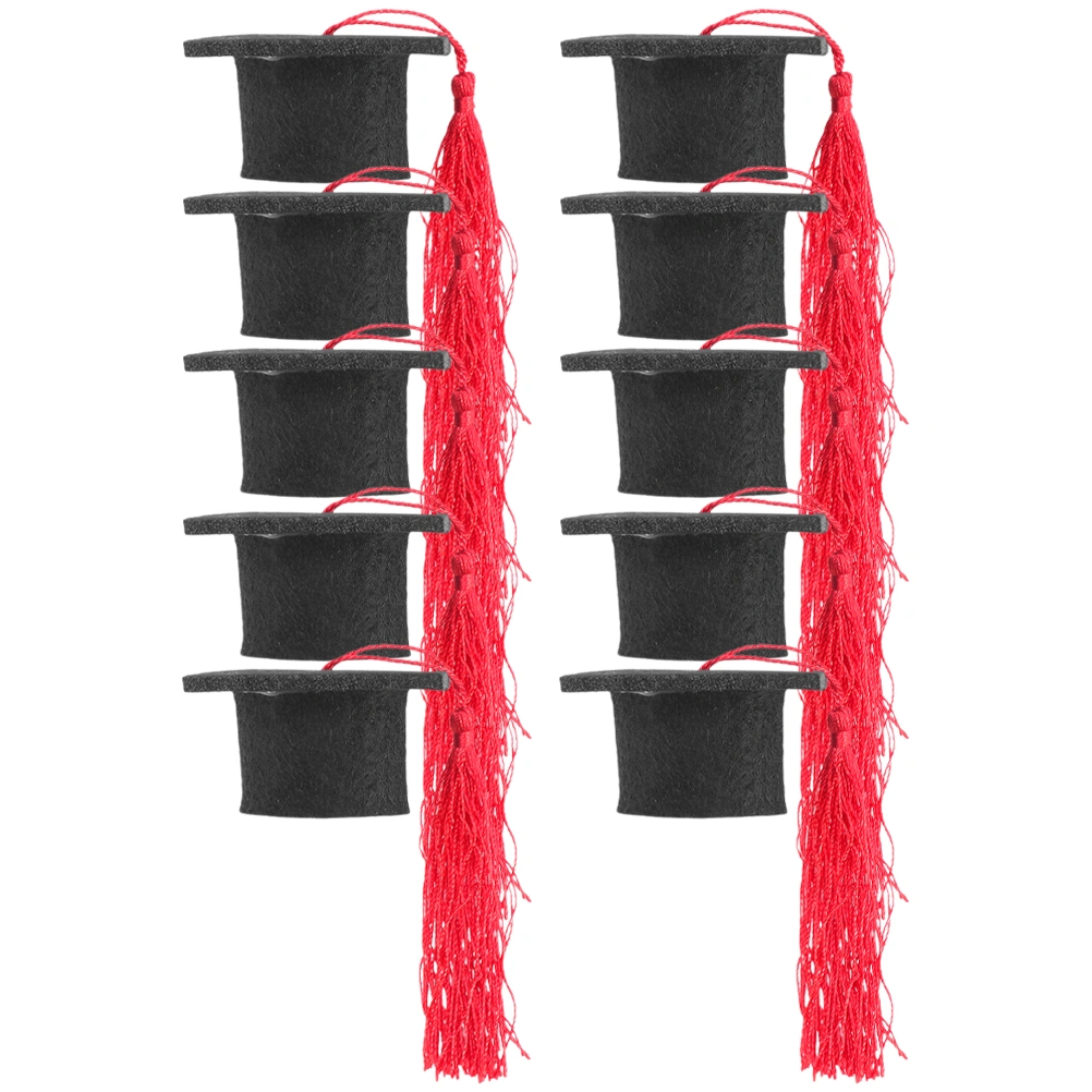10pcs Mini Graduation Cap Bottle Toppers Doctoral Hats Wine Bottle Caps