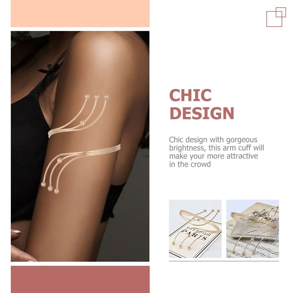 2pcs Arm Cuff Upper Band Cuff Adorn Delicate Arm Cuffs Open Armlet Armbands