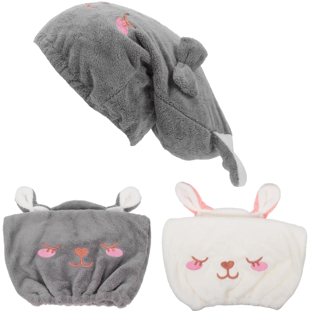 2pcs Comfortable Hair Towel Water-Absorption Hair Wrap Cartoon Head Towel Girls Bath Towel