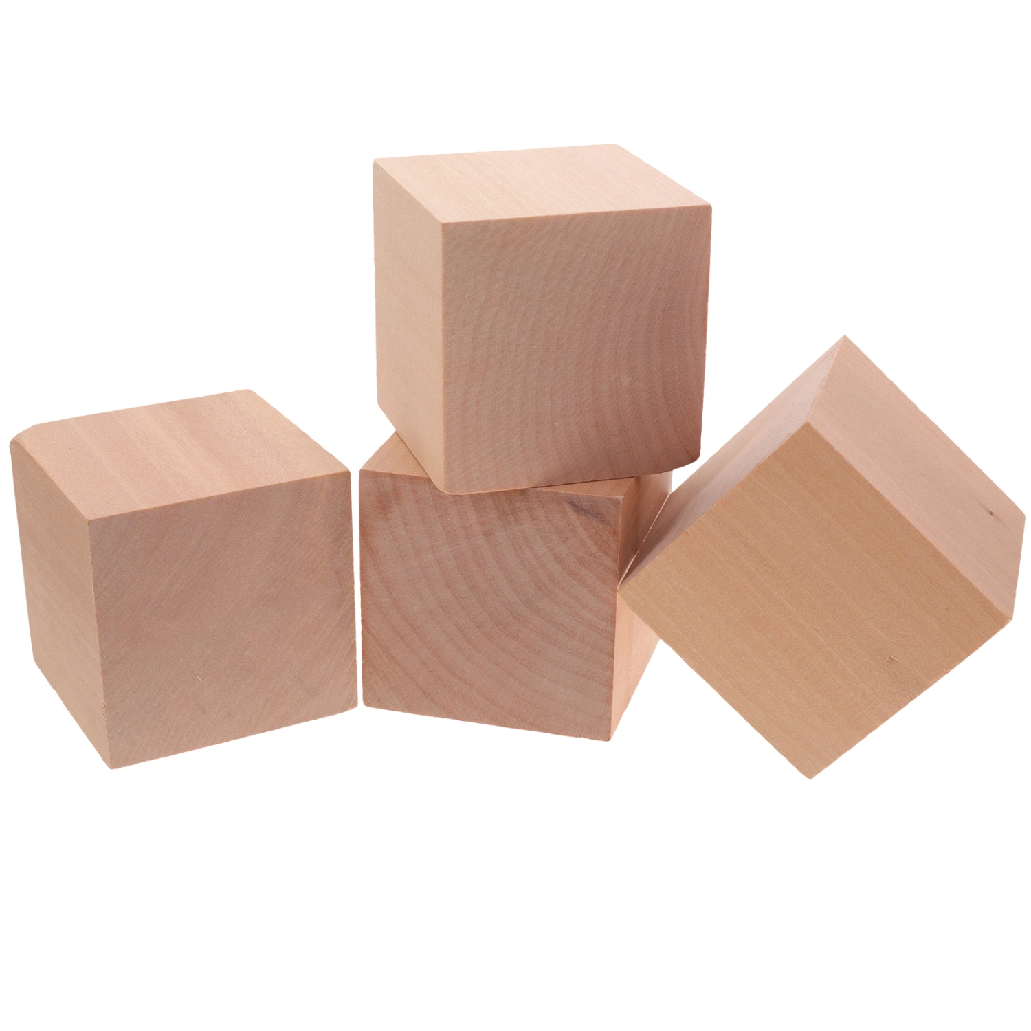 4 pcs Unfinished Wood Blocks Blank Wooden Cubes Wooden Square Blocks for Crafts