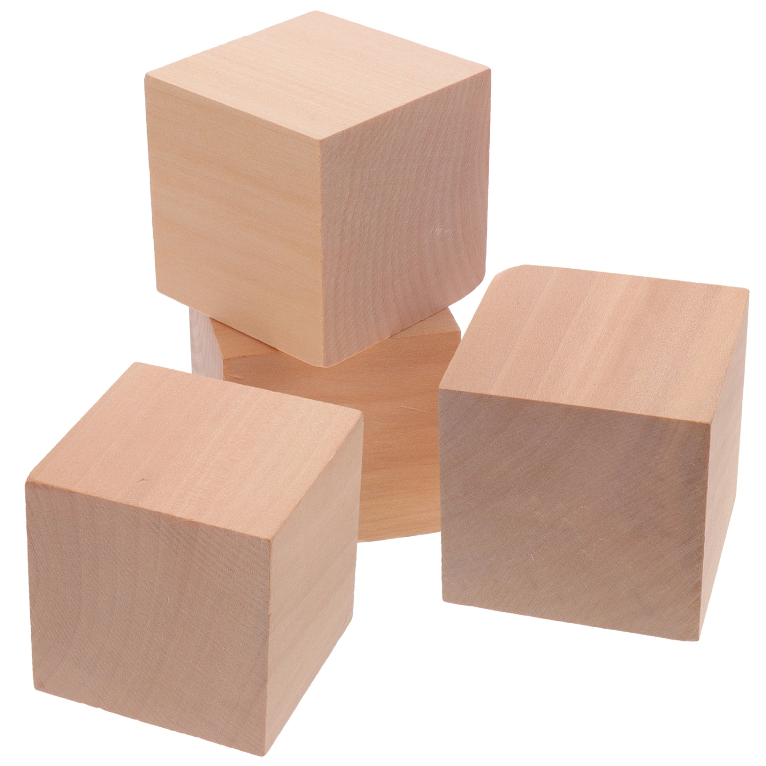 4 pcs Unfinished Wood Blocks Blank Wooden Cubes Wooden Square Blocks for Crafts