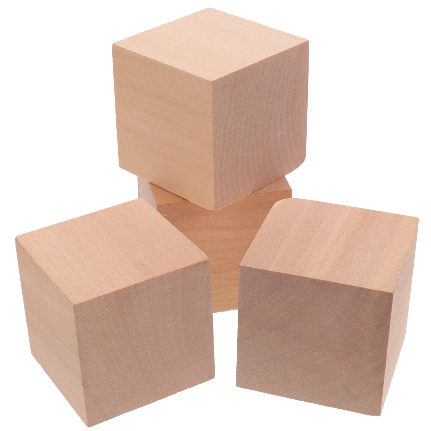 4 pcs Unfinished Wood Blocks Blank Wooden Cubes Wooden Square Blocks for Crafts