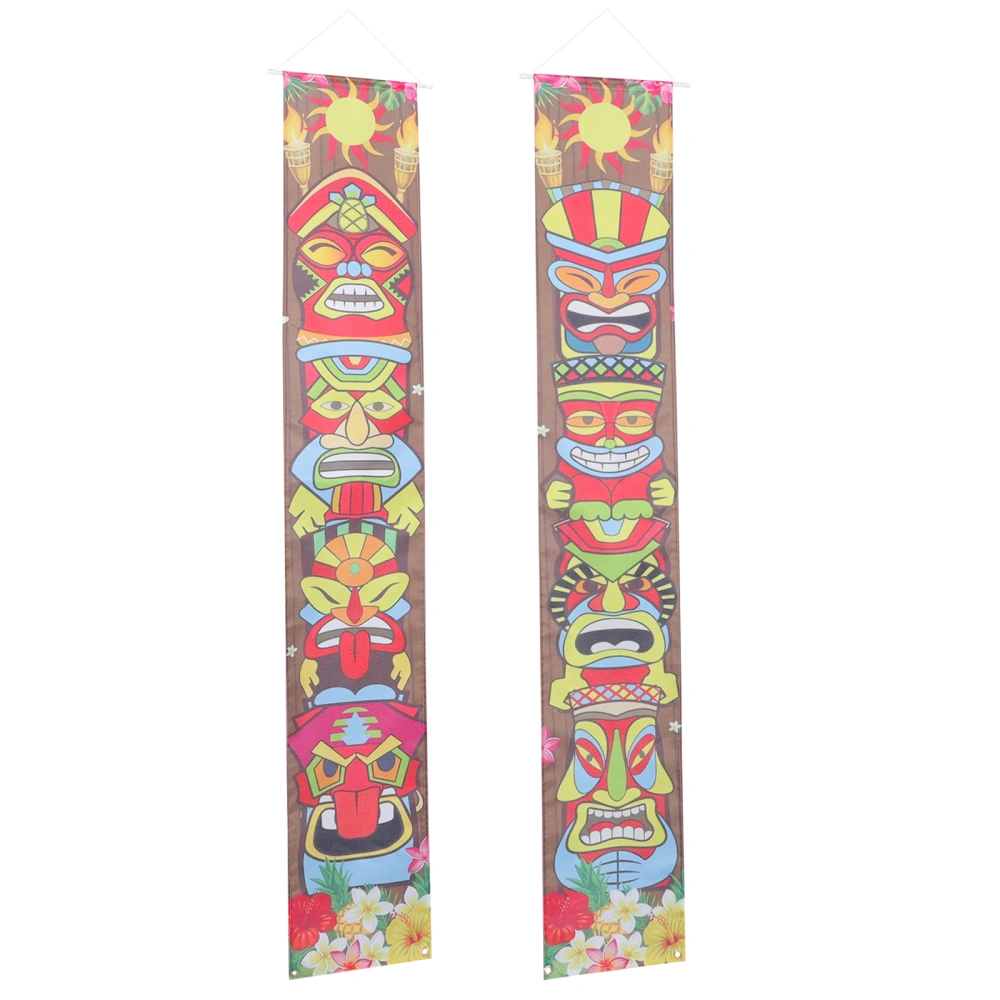 1 Pair of Hawaii Luau Party Decoration Tiki Totem Door Banner Sign for Hawaii Luau Party Decorations