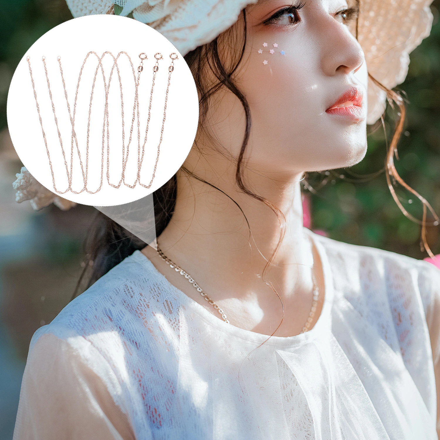 3pcs Copper Necklace Chain Decorative Necklace Delicate Necklace Chain Women Necklace