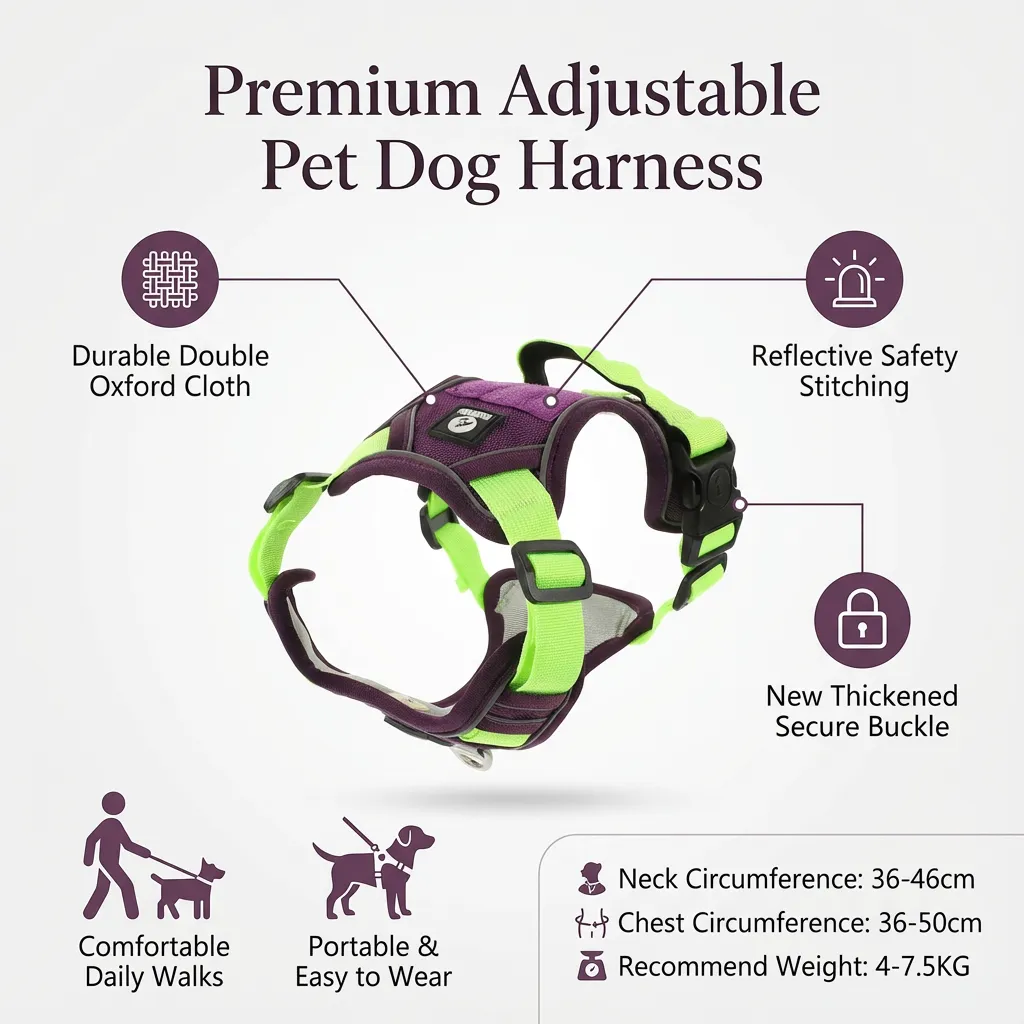 Dog Harness Pet Dog Harness Portable Puppy Harness Adjustable Pet Harness Reflective Dog Harness