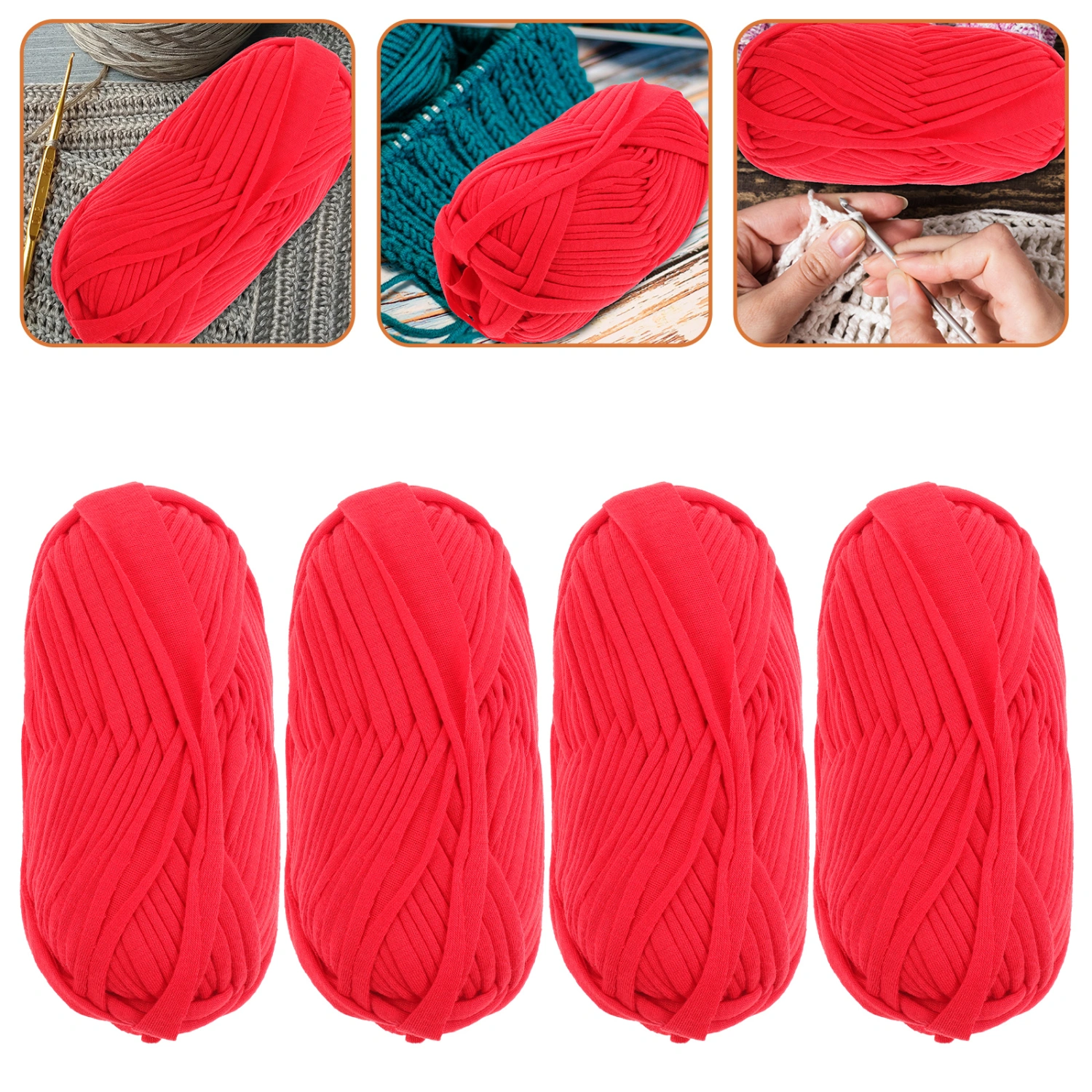 4 Rolls of Braided Yarns for Handicraft Crocheting Yarn Blanket Bag DIY Weaving Rope Knitting Supply