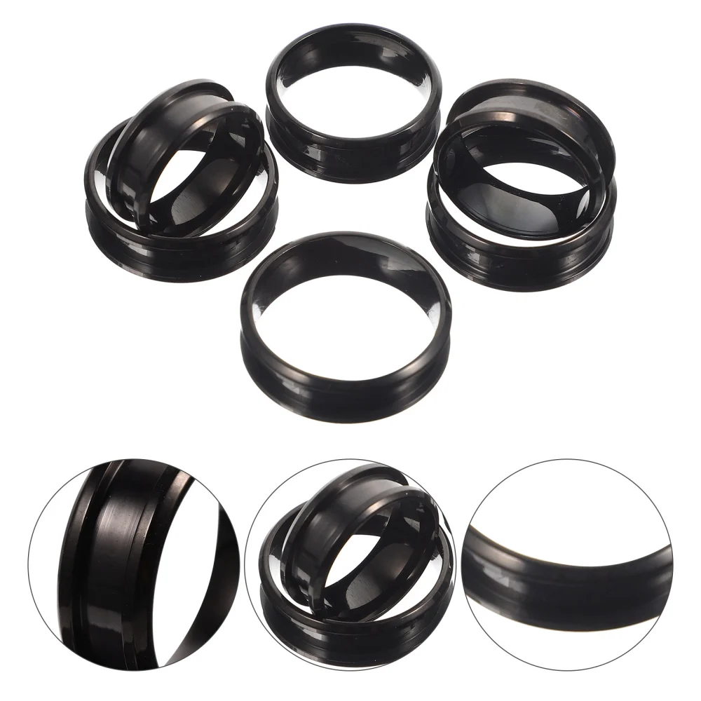 6pcs Stainless Steel Finger Rings Grooved Finger Rings Blank DIY Finger Rings