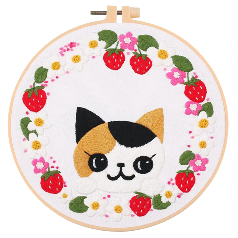 1 Set Beginner Embroidery Kit Cat Embroidery Kits Cartoon Cross Stitch Kit Unfinished Embroidery Kit