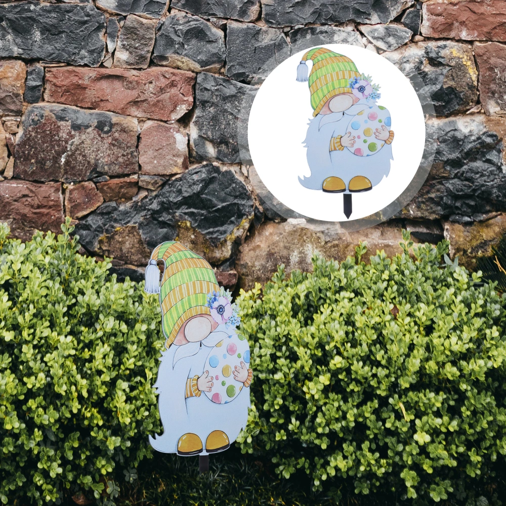 Bright Cartoon Gnome Garden Stake Decorative Easter Element Gnome Lawn Stake Easter Party Prop