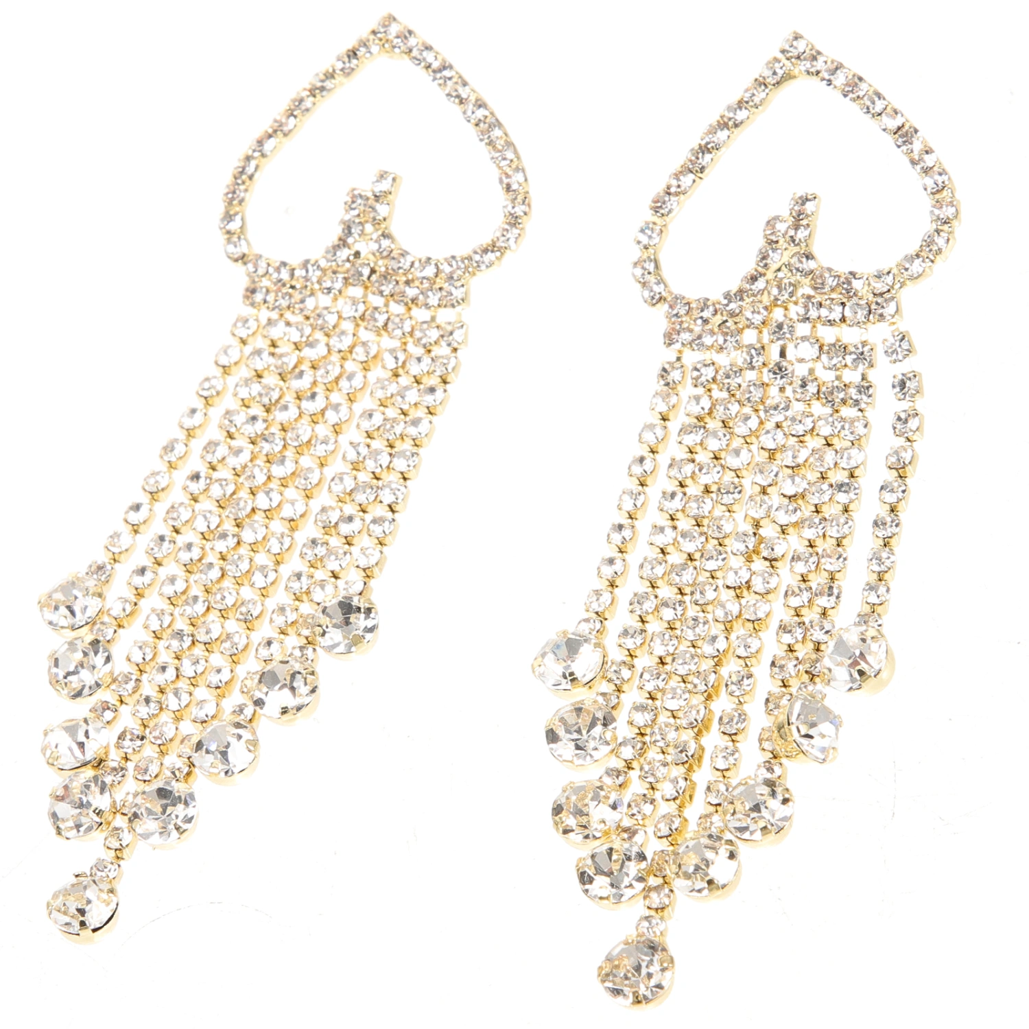 1 Pair Heart Tassel Earrings Rhinestone Dangle Earrings Drop Earrings Ear Jewelry