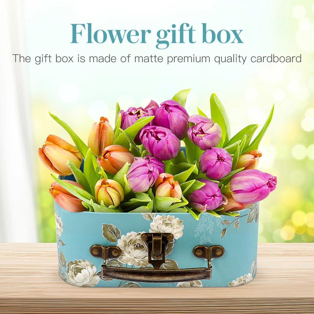 3 Pcs Paperboard Suitcases with Metal Handles Floral Print Decorative Cardboard Storage Boxes Gift Boxes Crafts Boxes