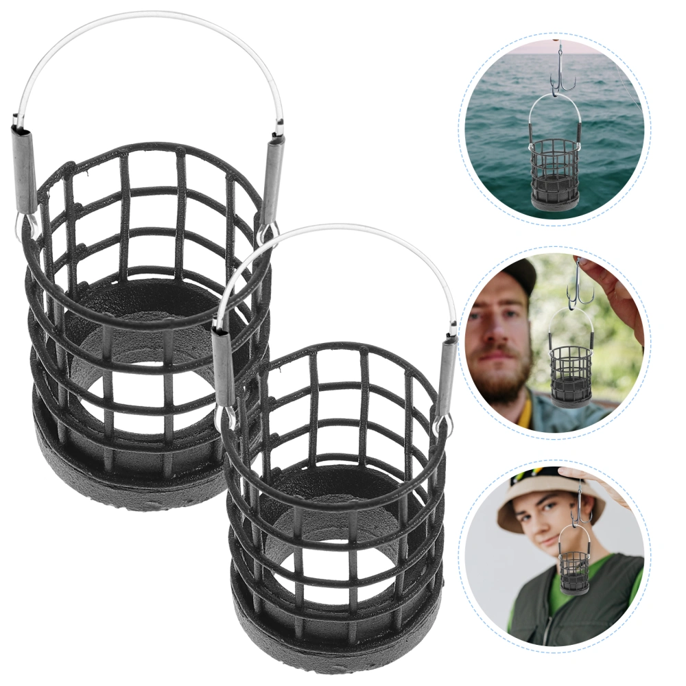 2Pcs Fishing Bait Cage Fishing Bait Trap Fishing Lure Basket Stainless Steel Fishing Bait Holder