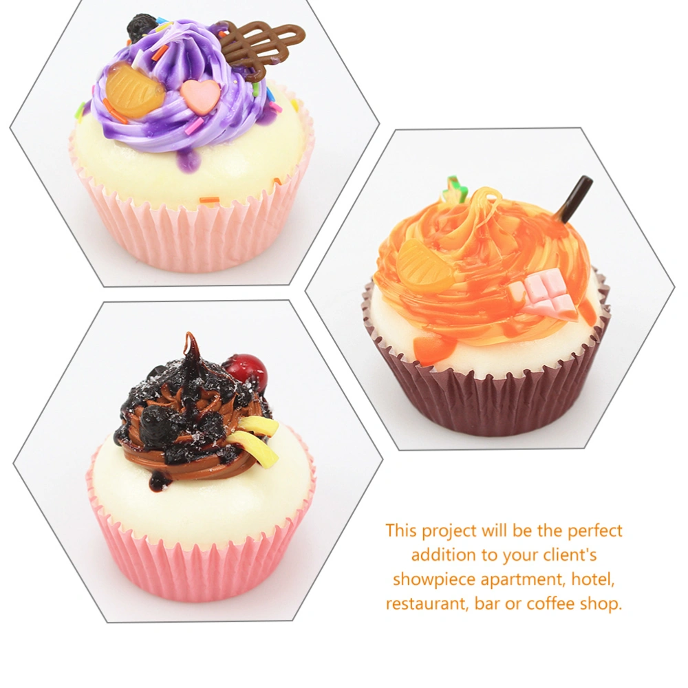 6Pcs Fake Cupcake Model Decors Simulated Dessert Models Adorable Small Fake Cakes