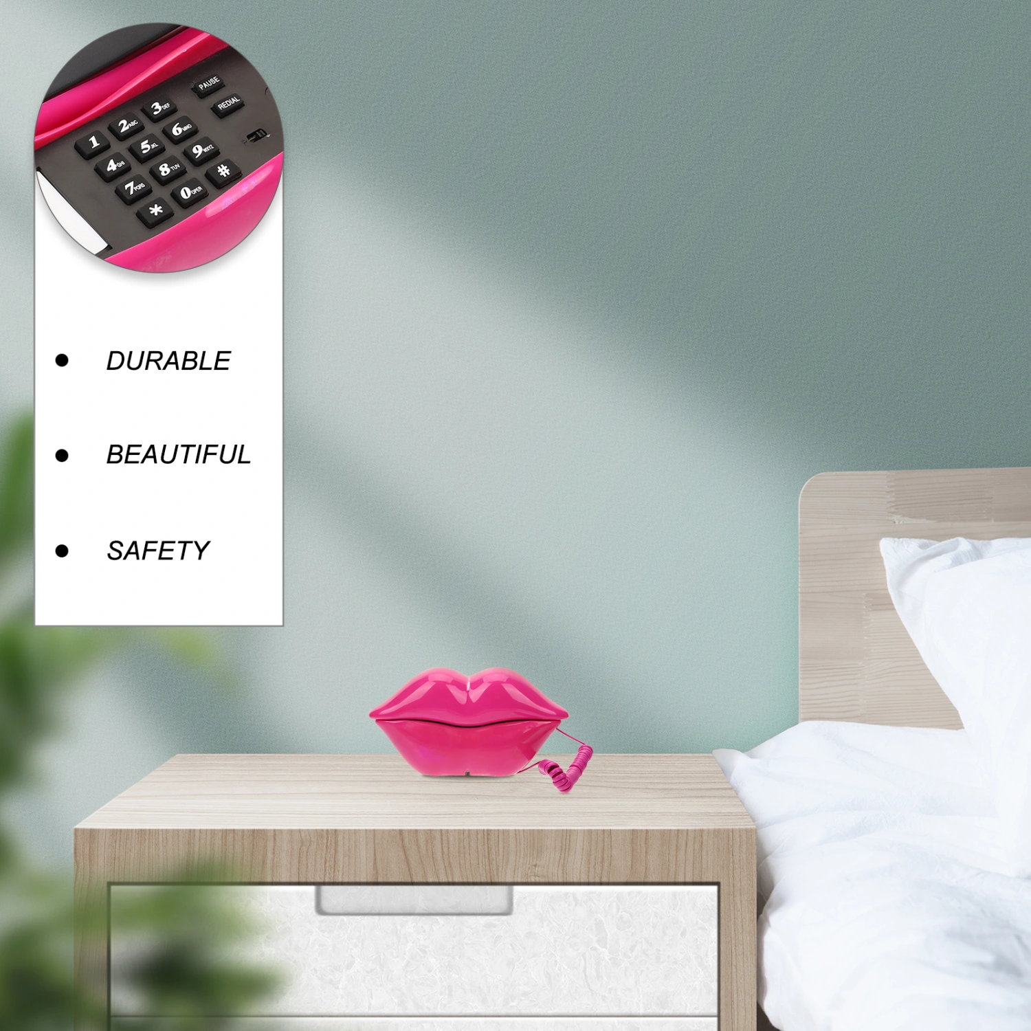 Lip Phone Novelty Lip Shaped Corded Phone Landline Telephone Tabletop Decoration